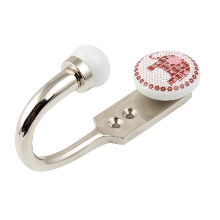 Brown Elephant Ceramic Flat Hook